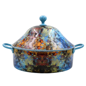 Casserole florale élégante avec couvercle Style vintage Plat de service de table de qualité supérieure Motif floral noir Cuisine décorative - Product Image 2