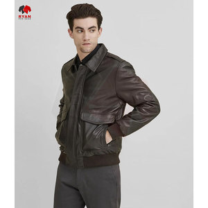 Veste en cuir pour homme, cuir véritable de haute qualité, couleur unie, logo personnalisé, OEM ODM disponible - Product Image 2