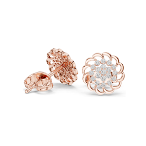 Boucles d'oreilles florales en diamant de laboratoire 0,18 CT pour femmes, clarté VVS-VS EF, or 18 carats, 14 carats, 10 carats et argent 925, rose, jaune, blanc - Product Image 6