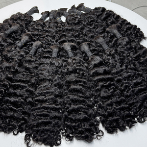 Curly Bulk Hair Human Hair No Weft Natural Black Soft Full Curls For Boho <b>Braids</b> Knotless <b>Braids</b> <b>Wig</b> Making - Product Image 4