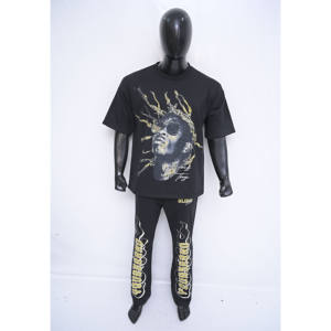 Vente en gros de vêtements de sport 100% coton pour homme, ensemble de sport, logo personnalisé, survêtement respirant à manches courtes, grande taille, été - Product Image 1