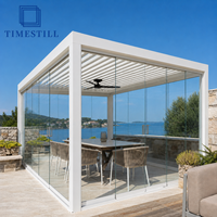 Pergola extérieure en alliage d'aluminium TIMESTILL résistante à la corrosion 4x6M avec store enrouleur imperméable et coupe-vent pour cour