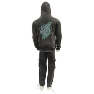 Conjunto de Chándal con Capucha de Algodón 100% Lavado Ácido del Fabricante Pakistaní, para Hombre, 500+ GSM, Sólido, Esencial para Invierno - Product Image 3