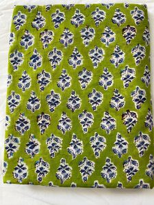 Tela de algodón orgánico hecha a mano, tela de patio para correr ligera con estampado de bloques indios para manualidades de niños - Product Image 3