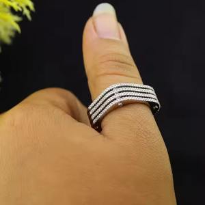 Anillo de pulgar grueso de múltiples capas Unisex de plata 925, chapado en rodio, Diamante de moissanita Original delicado, regalo elegante para él y ella - Product Image 1