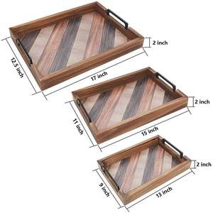 2019 bandeja de rompecabezas artesanal de madera de 4 piezas, plato de caramelo de madera de mango desayuno fruta pan bandeja creativa para niños - Product Image 3