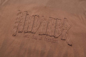 Épaule tombante personnalisée Vintage graphique vieilli coupe et coudre des patchs de broderie 100% coton imprimé coupe ample T-Shirt pour hommes - Product Image 2