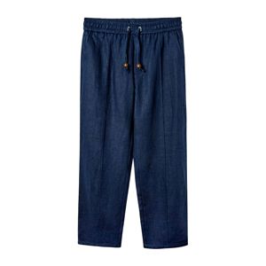 Navy <b>Linen</b> Pants Designed for comfort and Style with Concealed Zippered Side Pocket and a Relaxed, Easy-going Silhouette - Product Image 1