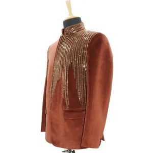 Abrigo Corto de Primavera y Otoño, Nuevo, Color Sólido, de Cuero y Terciopelo con Cuentas, Estilo Simple, Entallado, de Lujo, para Bodas - Product Image 3