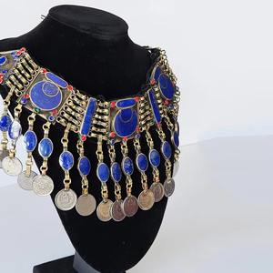 Collar Geométrico de Latón con Diamantes, Hecho a Mano, Tradicional Afgano, Étnico, Tribal, Cultural, Vintage, para Mujer, Bodas y Fiestas - Product Image 2