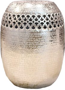 Taburete decorativo clásico de lujo de Metal antiguo de aluminio con acento Vintage, taburete lateral martillado, forma de tambor, artículo al por mayor más vendido - Product Image 5