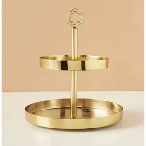 Latest Design <b>3</b> <b>Tier</b> Gold Metal <b>Cake</b> <b>Stand</b> With Handle Decorative & Cupcake Serving Platter For Parties & Home Decor - Product Image 6