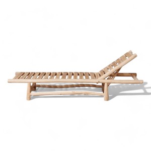 Chaise longue de jardin contemporaine et durable en teck, chaise longue confortable avec lune pour l'extérieur de l'hôtel Park Villa Utilisation en extérieur - Product Image 1