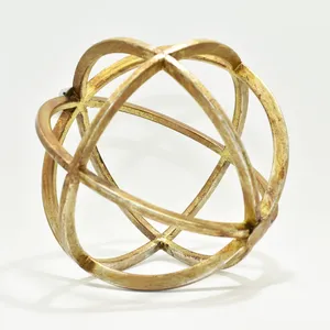 Trang trí nội thất nhôm kim loại galena nguyên tử bóng điêu khắc cổ vàng hiện đại trừu tượng Orb nghệ thuật nhà hiện đại đánh bóng điêu khắc - Product Image 2