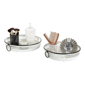 Plateau rond blanc en aluminium de haute qualité avec poignées Office Party Wedding Servant à un prix abordable - Product Image 4