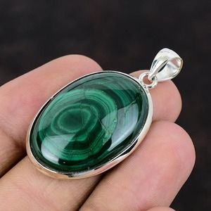 Colgante de malaquita hecho a mano, joyería nueva, colgante de plata de ley 925, colgante de diseño único, joyería de piedras preciosas genuinas - Product Image 4