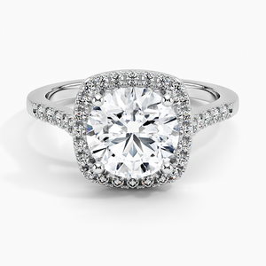 Romantic Lab Grown Diamond Engagement <b>Ring</b> 925 Silver Halo Prong Setting Fine Jewelry Gift for Women's Party Bridal Wedding - Product Image 1