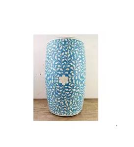 Mesa auxiliar con incrustaciones de hueso hechas a mano con intrincados patrones de ágata - Product Image 5