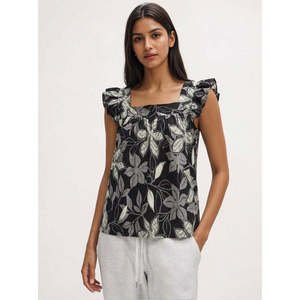 Blusa sin mangas con estampado floral para mujer, transpirable, informal, de corte regular, ligera, a la moda para verano, ropa al por mayor - Product Image 1