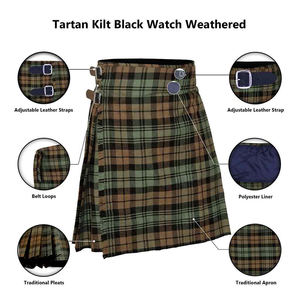 Montre noire patinée Tartan 8 verges tissu acrylique ERHU Kilt hommes tailles personnalisées disponibles traditionnel écossais Tartan en gros - Product Image 6