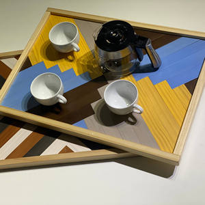 Muebles de café de Estilo Vintage personalizables con imagen de madera y pintura decorativa para bandeja de café de sala de estar - Product Image 1