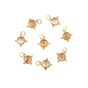 ตัวเชื่อมต่อลูกปัดสีเหลืองมะนาวธรรมชาติทำด้วยทองเหลืองชุบทองแบบทำเครื่องประดับ DIY เสน่ห์การเชื่อมโยงกับขอบพลอย - Product Image 1