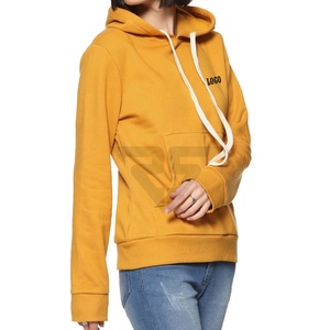 Los más vendidos 100% ropa de calle de algodón en blanco amarillo mujer Sudadera con capucha con bolsillo de canguro de gran tamaño para mujer - Product Image 3