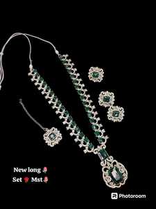 Indian Traditional & Fashionable Gold Plated Fancy <b>Long</b> Mala With <b>Earring</b> and Maagtika Necklace Set and Jewellery Set <b>for</b> <b>Women</b> - Product Image 2