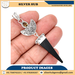 Pendentif en argent sterling 925 fait main avec incrustation de réglage de lunette en onyx noir au meilleur prix - Product Image 6