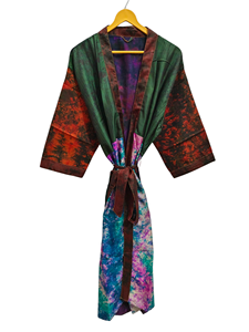 <b>Wrap</b> Dress Indian Tunic Sari Robe <b>Bridal</b> Gown Maternity Gown Gift Robe Beach Party Wear Indian Printed Silk Sari Kimono, - Product Image 4