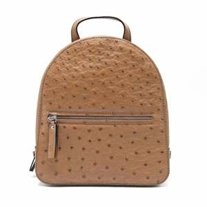 Sac fourre-tout en cuir véritable gris à texture d'autruche, broderie, couleur unie, fermeture éclair résistante à l'eau, sac à main pour femme pour un usage quotidien - Product Image 4