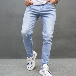Nuevos pantalones vaqueros ajustados lavados para hombre, pantalones vaqueros transpirables con diseño personalizado, Pantalones rectos informales de calidad superior 2025 - Product Image 1