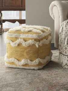 Stylish Handwoven Cotton <b>Pouf</b> Multi-Functional <b>Seating</b> Accent with Bohemian Design Comfort and Style Enhanced By ITHL - Product Image 5