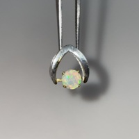 Pendentif de mariage vintage en opale blanche multi-feu naturelle d'Éthiopie, en acier inoxydable plaqué argent, serti en canal, pour femme