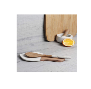 Gran oferta, cuchara de madera de Acacia Natural y mármol, espátulas, cucharas, pinzas, descanso para utensilios de cocina y restaurantes - Product Image 3