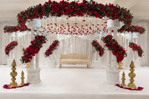 Mandap de mariage traditionnel à double pilier en or, fournitures de mariage indiennes aux États-Unis, finition or de qualité supérieure, mandap pour grands événements aux États-Unis - Product Image 5