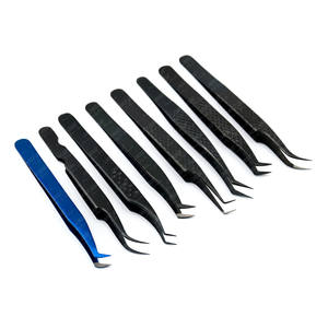 Pinzas de pestañas de punta de fibra puntiaguda de acero inoxidable con punta X, pinzas de pestañas clásicas curvas con logotipo personalizado y Punta de bota, pinzas de pestañas de 45 90 grados - Product Image 5