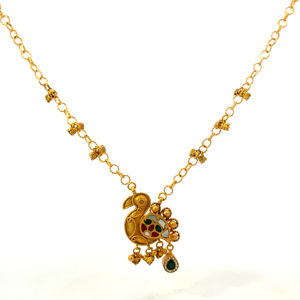 Collier en or 22 carats antique paon Meenakari Bijoux fins traditionnels - Product Image 6