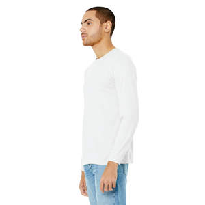 Unisex Heather CVC <b>Long</b> <b>Sleeve</b> T-<b>Shirt</b> - <b>White</b> Blend, 52% Airlume Cotton, 48% Poly, 4.2 oz - Product Image 2