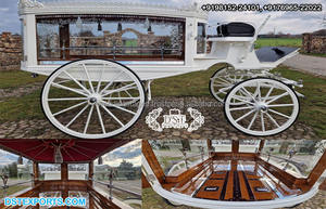 Carro de boda blanco moderno en estilo abierto Espléndido Carro de 4 ruedas dibujado por caballos Inglés Touring Carro de caballos blancos Reino Unido - Product Image 4