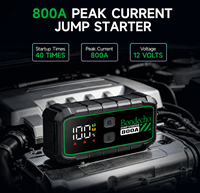 Démarreur portable et batterie externe 10000 mAh, charge rapide 12V 800A, booster de batterie au lithium, écran LCD, lumière LED, câbles de démarrage