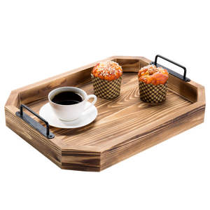 Plateau de service en bois aspect naturel décoratif Technologie artisanale - Product Image 4