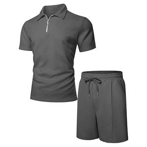 Conjunto corto con capucha y pantalones de chándal para hombre con logotipo personalizado, traje de chándal de punto de algodón con estampado térmico, cremallera completa de verano e invierno - Product Image 1