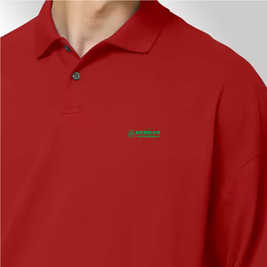 Behram International Men's <b>Red</b> Short Sleeve Polo <b>Shirt</b> With Front Logo Print Regular Fit Casual Style 100% Cotton Oxford Fabric - Product Image 3