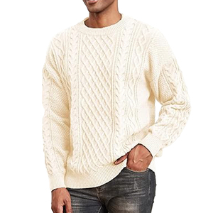 Pull en cachemire pour homme, design élégant, tricoté, chaud, vêtement d'hiver, simple, élégant, pull avec logo sur le devant, anti-boulochage - Product Image 3
