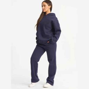 Tops courts à taille haute et à manches longues avec cordon de serrage Pullover Hoodies and Sweat Pants Suit Sportswear 2 Piece Sets - Product Image 2