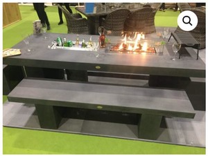 โต๊ะรับประทานอาหารเซ็ตเก้าอี้6ตัวโต๊ะเหล็กสแตนเลสกองไฟกลางแจ้งโต๊ะคอนกรีตน้ำหนักเบาทำจากซีเมนต์โต๊ะรับประทานอาหาร - Product Image 6