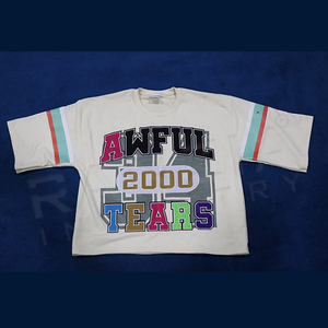 T-shirt streetwear surdimensionné personnalisé 300 GSM coton éponge lourd unisexe Hip Hop rétro graphique t-shirt Vintage lettre audacieuse conception - Product Image 4