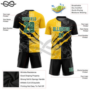 Maillot de football unisexe personnalisé à manches longues pour adulte, tenue de football d'équipe, imprimé par transfert thermique, col en V, 100 % polyester, France - Product Image 2
