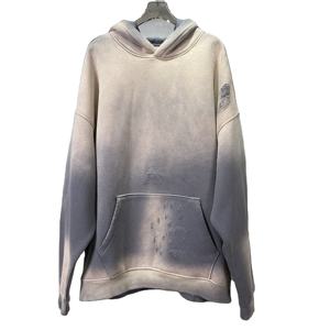 Sweat à capuche zippé en molleton de haute qualité, coupe classique, effet vieilli et délavé à l'acide, avec couleur et logo personnalisables, 100 % coton - Product Image 1